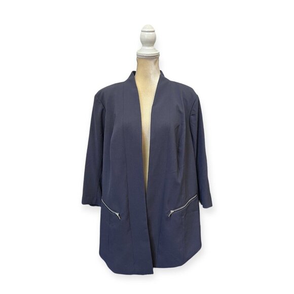 Lane Bryant Jackets & Blazers - Lane Bryant Open Front Blue Blazer Size 22 Zippered Pockets